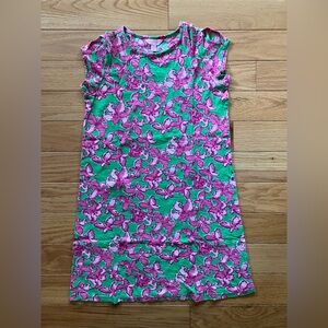 Lilly Pulitzer Girls T Shirt Dress Pink Floral XL 12/14